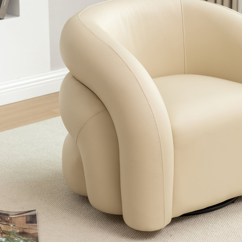 Fauteuil demi-tonneau pivotant rembourré Coyle, Beige