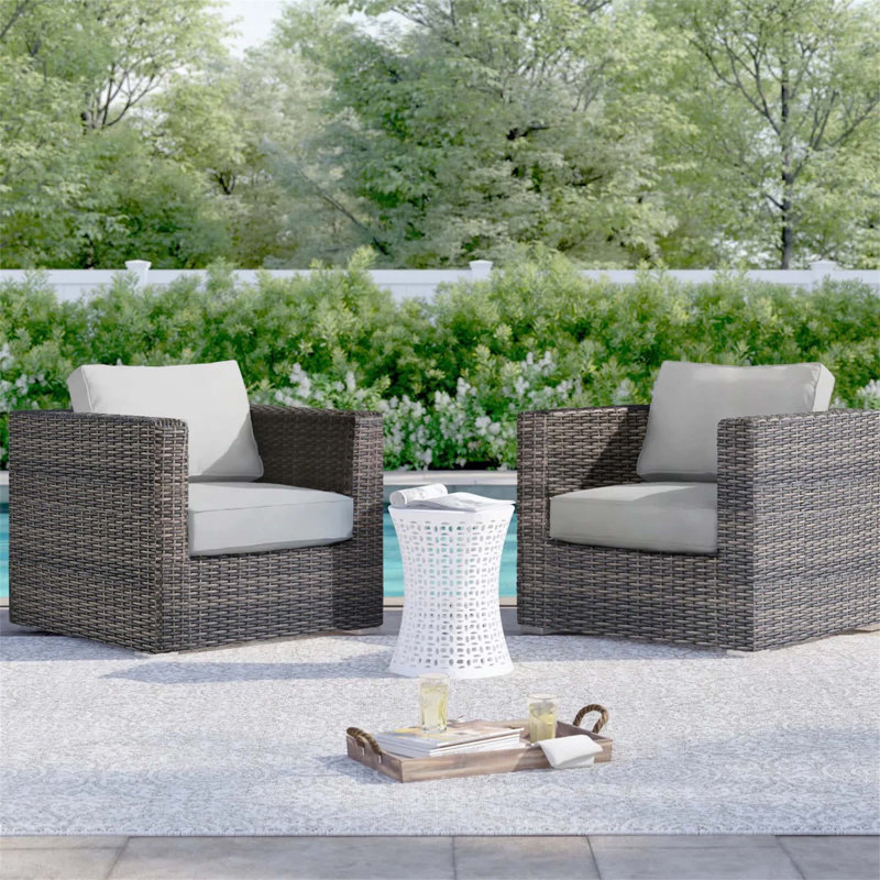 Fauteuil club en osier, 2, Espresso, Blanc