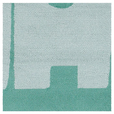 Rotz Geometric Hand Hooked Aqua Area Rug