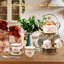 Service à thé rétro à motif de roses anglaises - Tasse et soucoupe en céramique luxueuse, multifonctionnel pour le thé / café à fleurs, décoration de table pour les rassemblements
