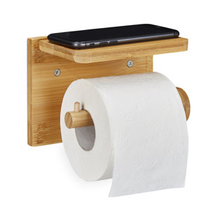 Toilettenpapierhalter Ablage Holz schwarz matt Metall, 23,99 €