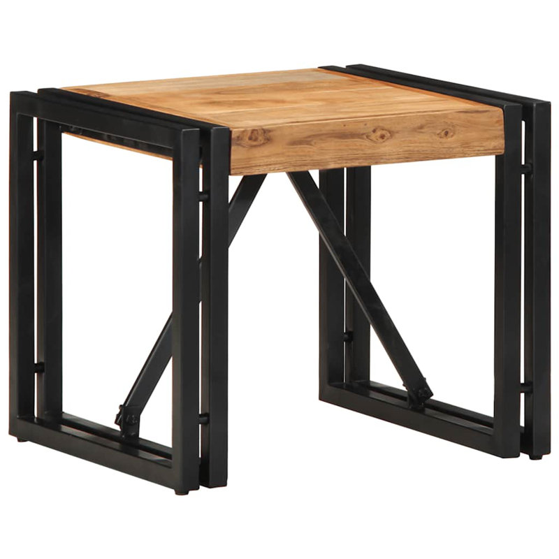 Coffee Table Solid Wood Acacia, Natural, 35cm H x 40cm W x 40cm D
