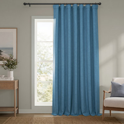 Ottis Faux Linen Room Darkening Curtain Panel