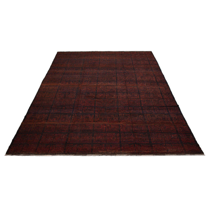 Tapisserie rouge tissée à la main de conception unique 13 pi 2 po x 16 pi 2 po Lahor
