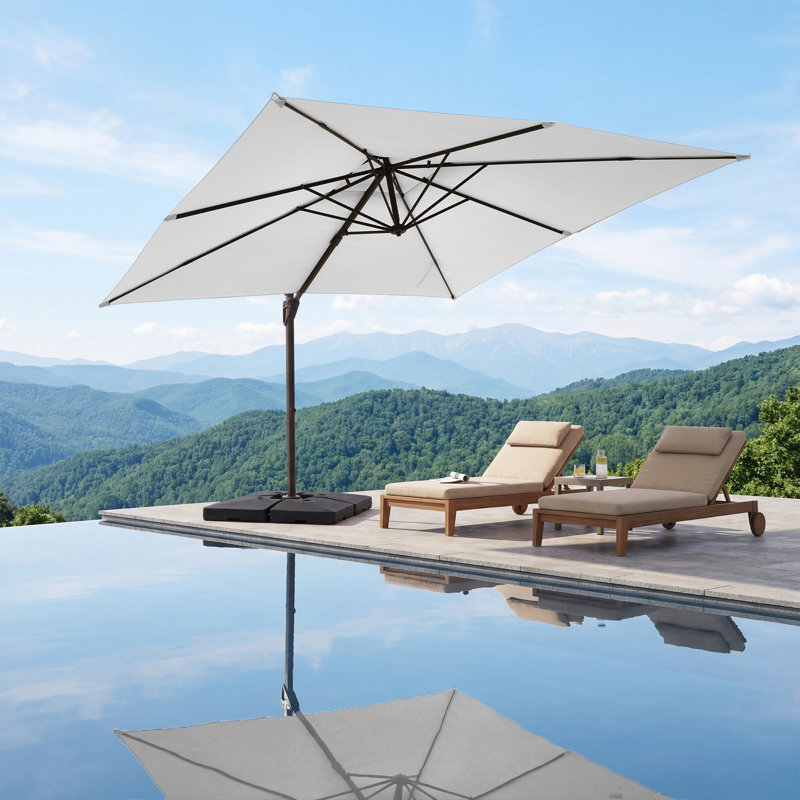 Parasol en porte-à-faux Pulk, L 120 po x P 120 po, Blanc cassé / blanc