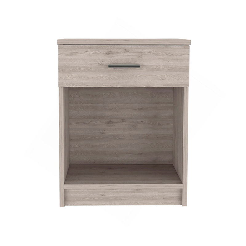 Table de chevet Eco, table de bout, plateau supérieur, tiroir inférieur, tablette inférieure - gris clair, Gris