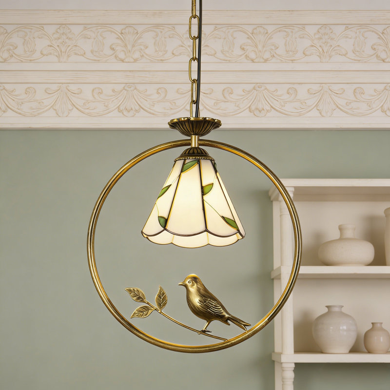 Tiffany Style 1-light Bird Ring Pendant Chandelier