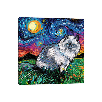 «Ragdoll Cat Night» par Aja Trêves - reproduction d'art