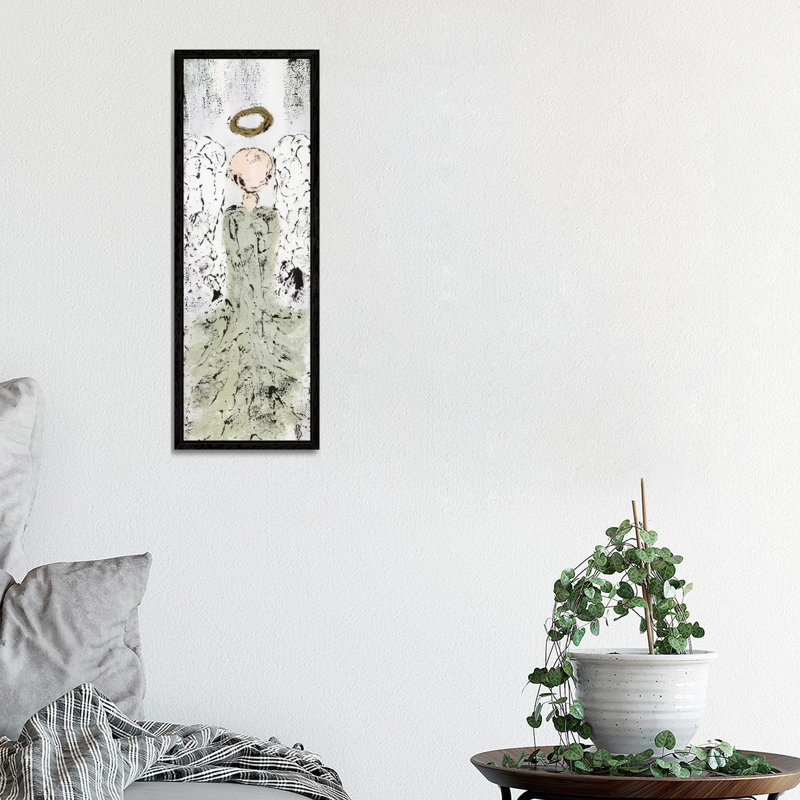 Textured Farmhouse Angel by Ashley Bradley - Panoramic Print on Canvas, Black Framed, 30.48 cm H x 91.44 cm W