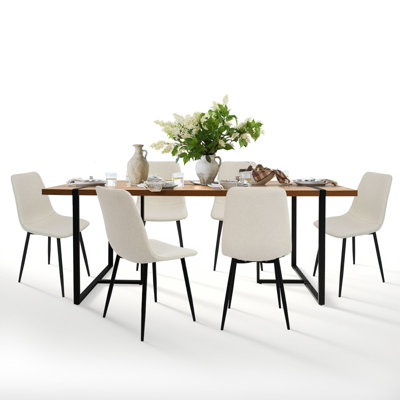 Rectangular Manufactured Wood Dining Set with Upholstered Chairs (Set of 7)