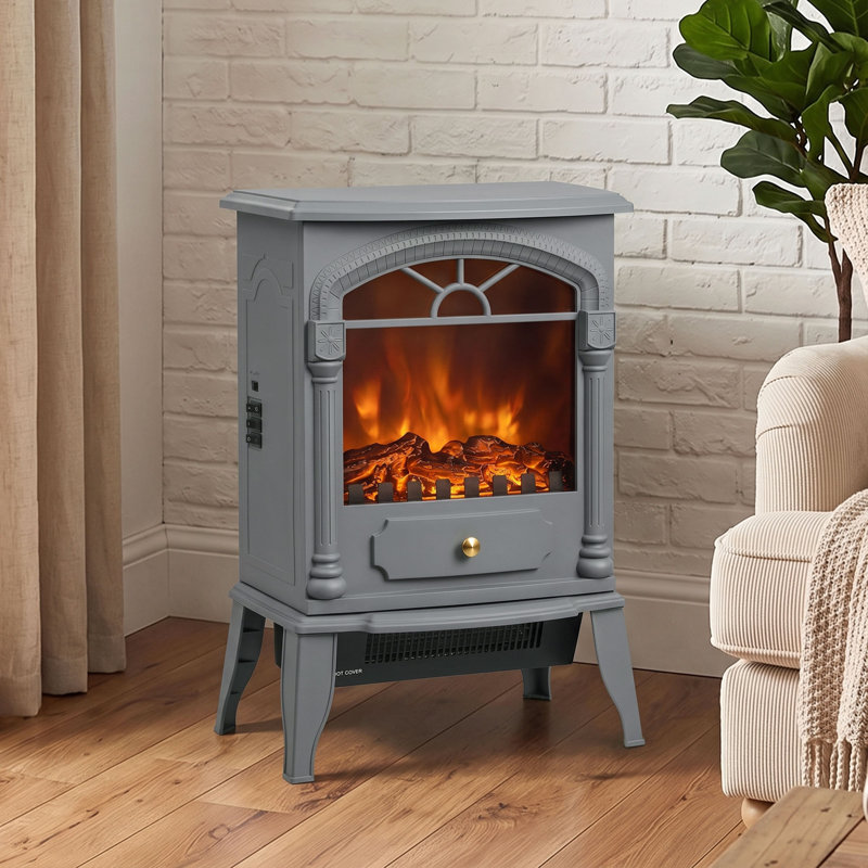 HOMCOM 39 cm W Electric Stove, Grey, Black