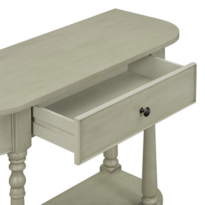 Retro Entryway Table with Top Drawer and Open Shelf, Sofa Table Console Tables for Entryway, Hallway and Living Room