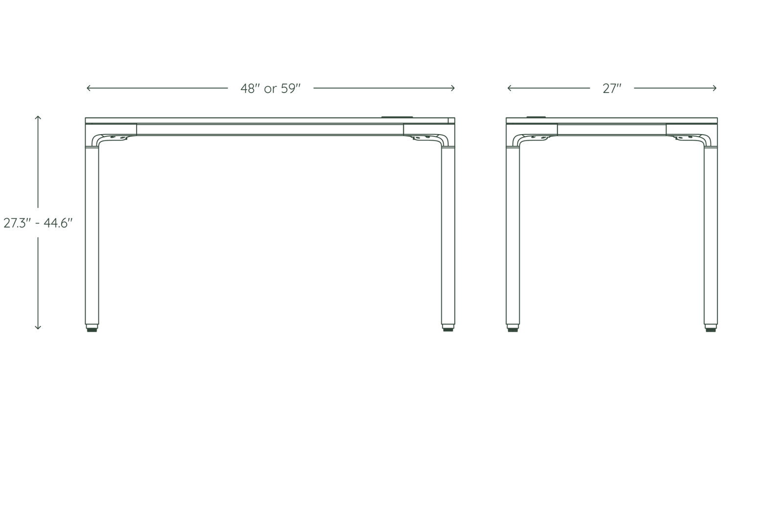 Standing Desk, 44.6" H x 48" W x 27" D, White, Carbon