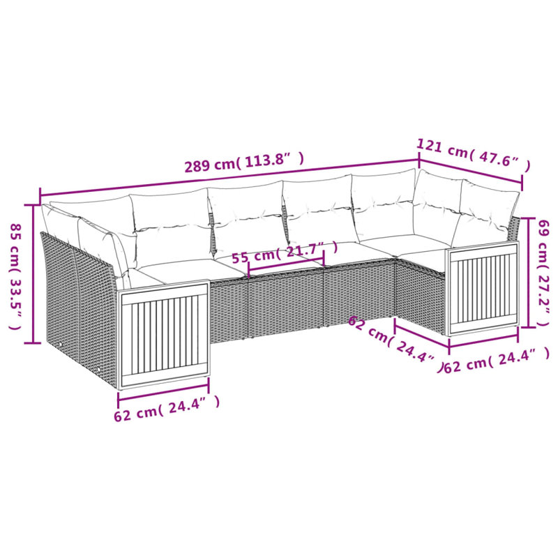 Ensemble de canapé de jardin Vidaxl gris