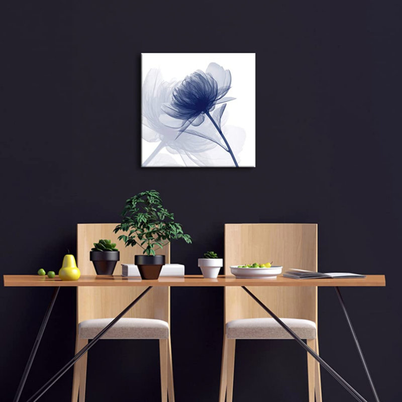 «Blue Flickering Flower», art mural sur toile sans cadre 16 po x 16 po