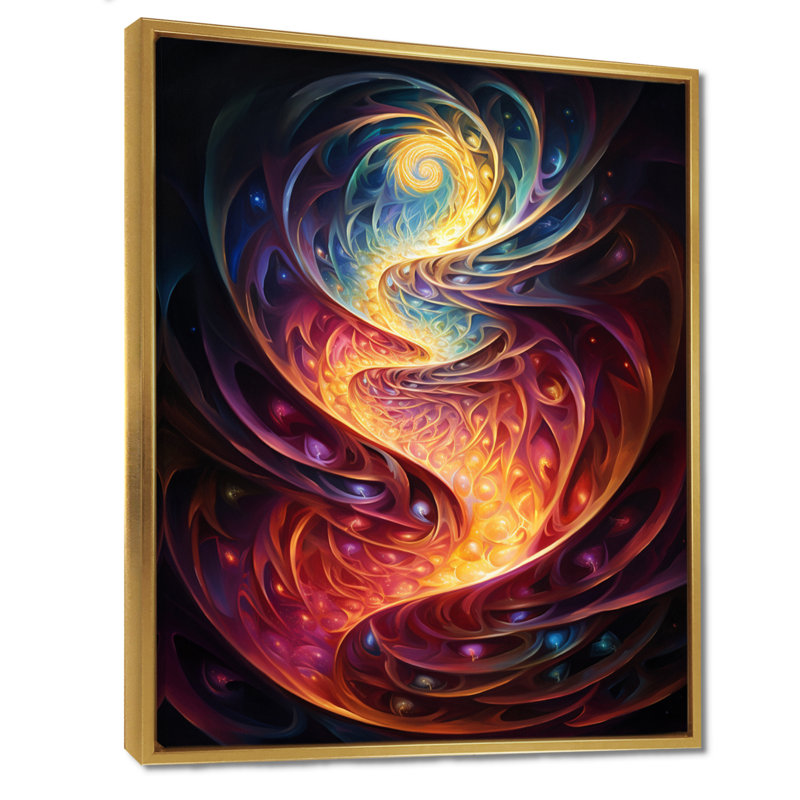 Spiral Stairs Path - Waves, art mural, Cadre flottant doré, H 20 po x l 12 po