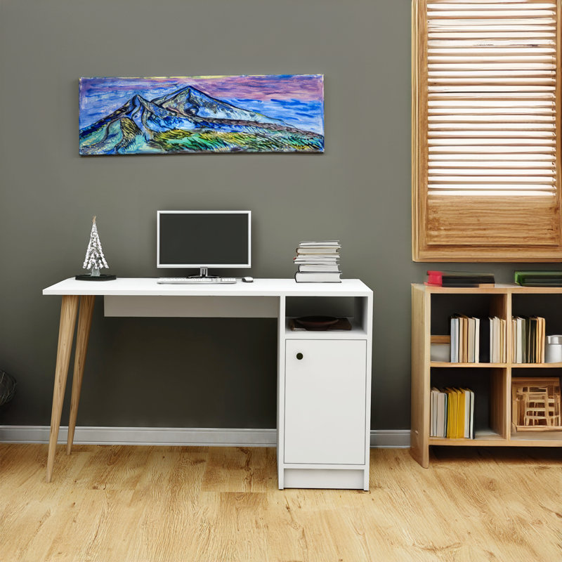 Bureau d'ordinateur rectangulaire avec commode