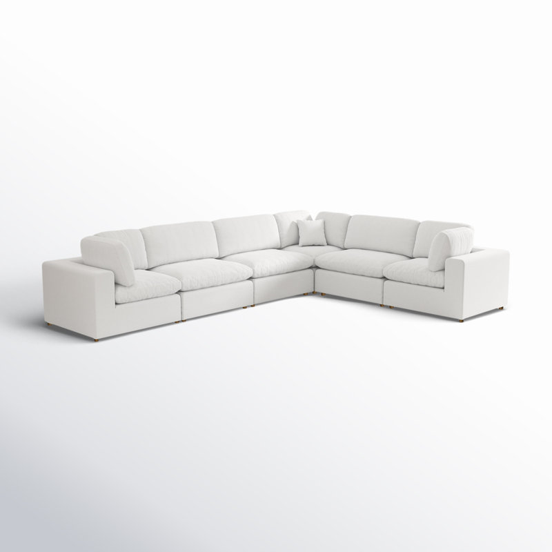 Canapé modulaire rembourré 6 pièces Jossa, Mélange de lin blanc