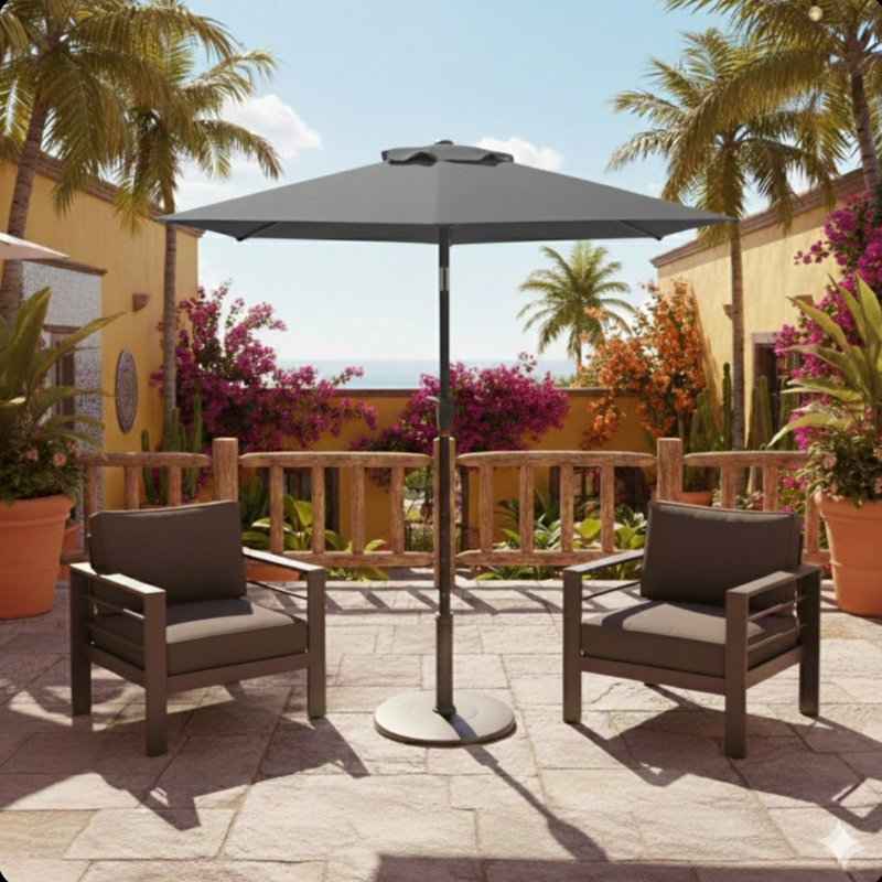 Parasol avec manivelle et inclinaison (sans base), Gris