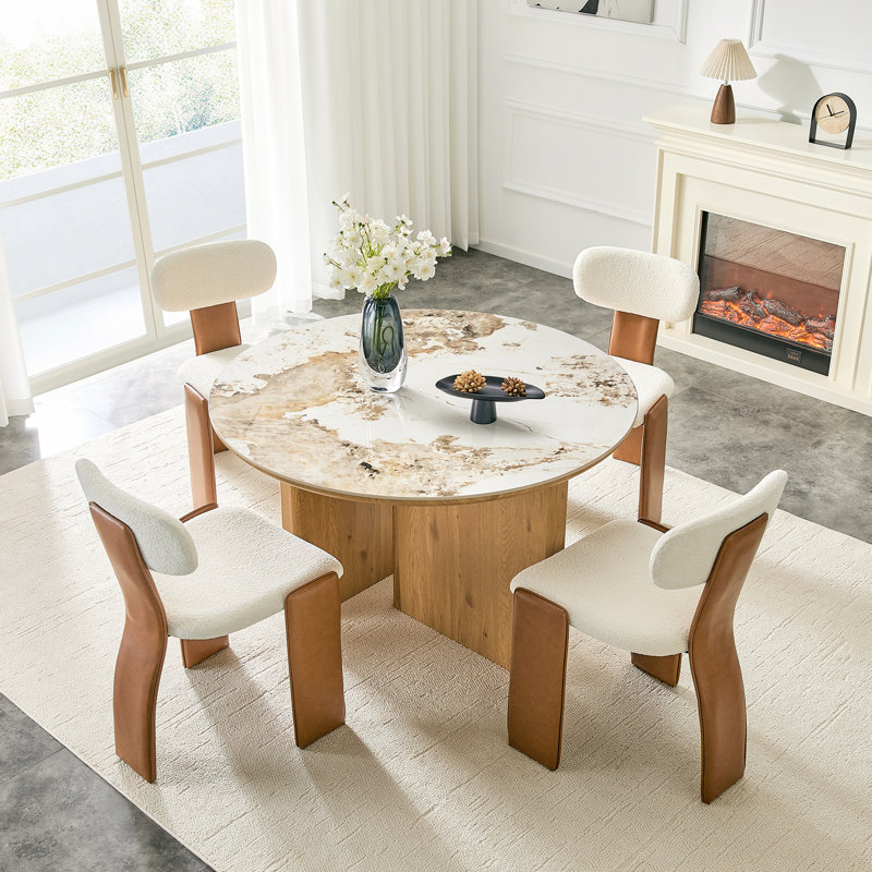 Ensemble de table de salle à manger 6 personnes Adwin avec chaises rembourrées Teddy 