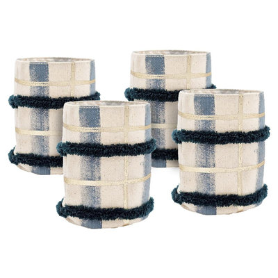 Panier de 4 - 4 po x 4 po - Crème / bleu / vert