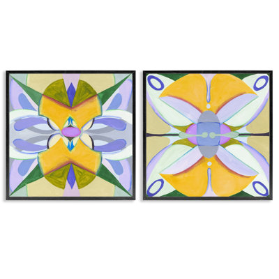 Kaleidoscopic Revival Hues 2pc Framed Giclee Set, design by Melissa Wang