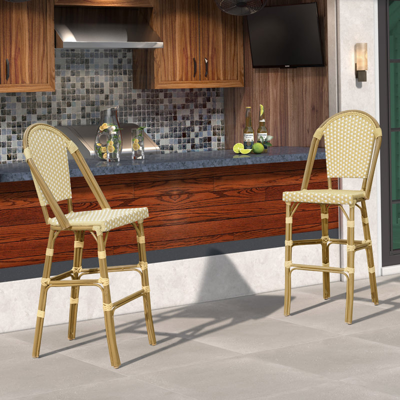 Tabouret de bar 30 po Varda, Crème / jaune / bambou