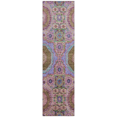 Machine Washable Indoor/Outdoor Xhevrie Pink Rug