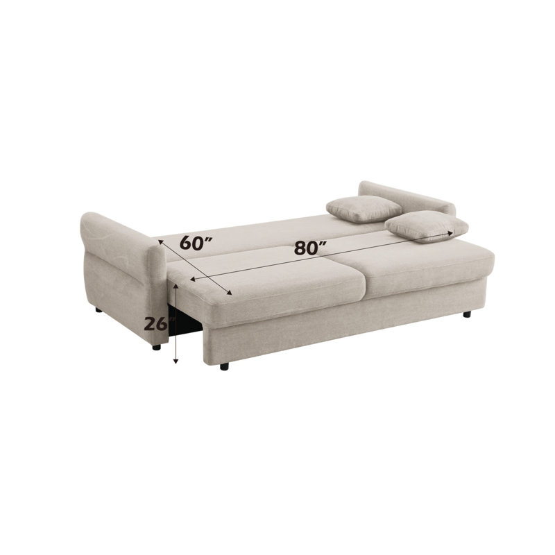 Haran Fabric Pull-Out Sleeper With Storage, Beige