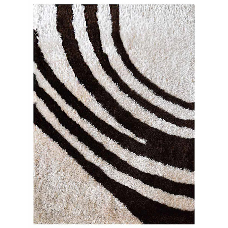 Manns Hand Tufted Shag Polyester Eco-Friendly Area Rugs - Rectangle | Ivory & Brown Color | Contemporary Design | Area rugs for living  room, bedroom
