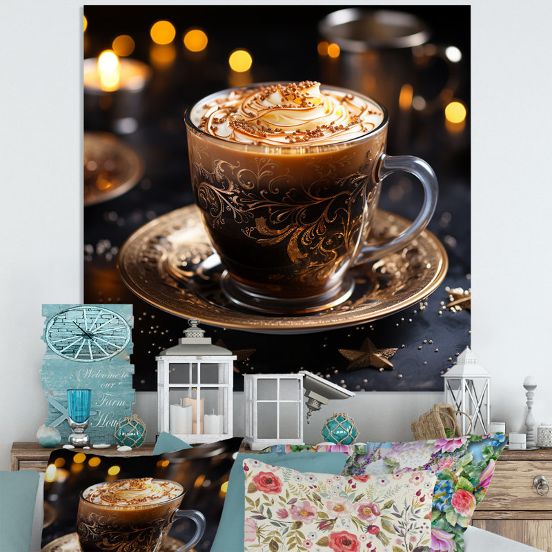 «Brown Golden Brew Brilliance Coffee I» - art mural en métal café, H 16 po x l 16 po x P 1 po