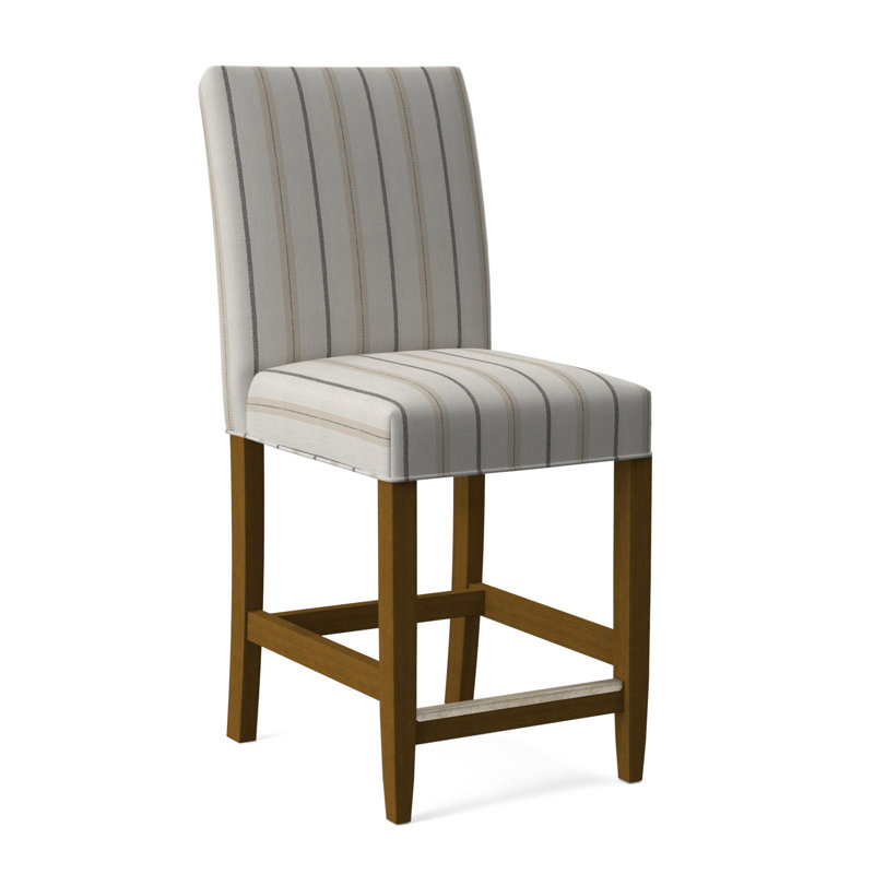 Tabouret de comptoir 24 po Manhattan, Finition Havana, Tissu blanc performance 0851-94