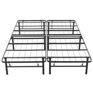  Folding Metal Bed Frame, 14 Inch Platform Mattress Foundation, 