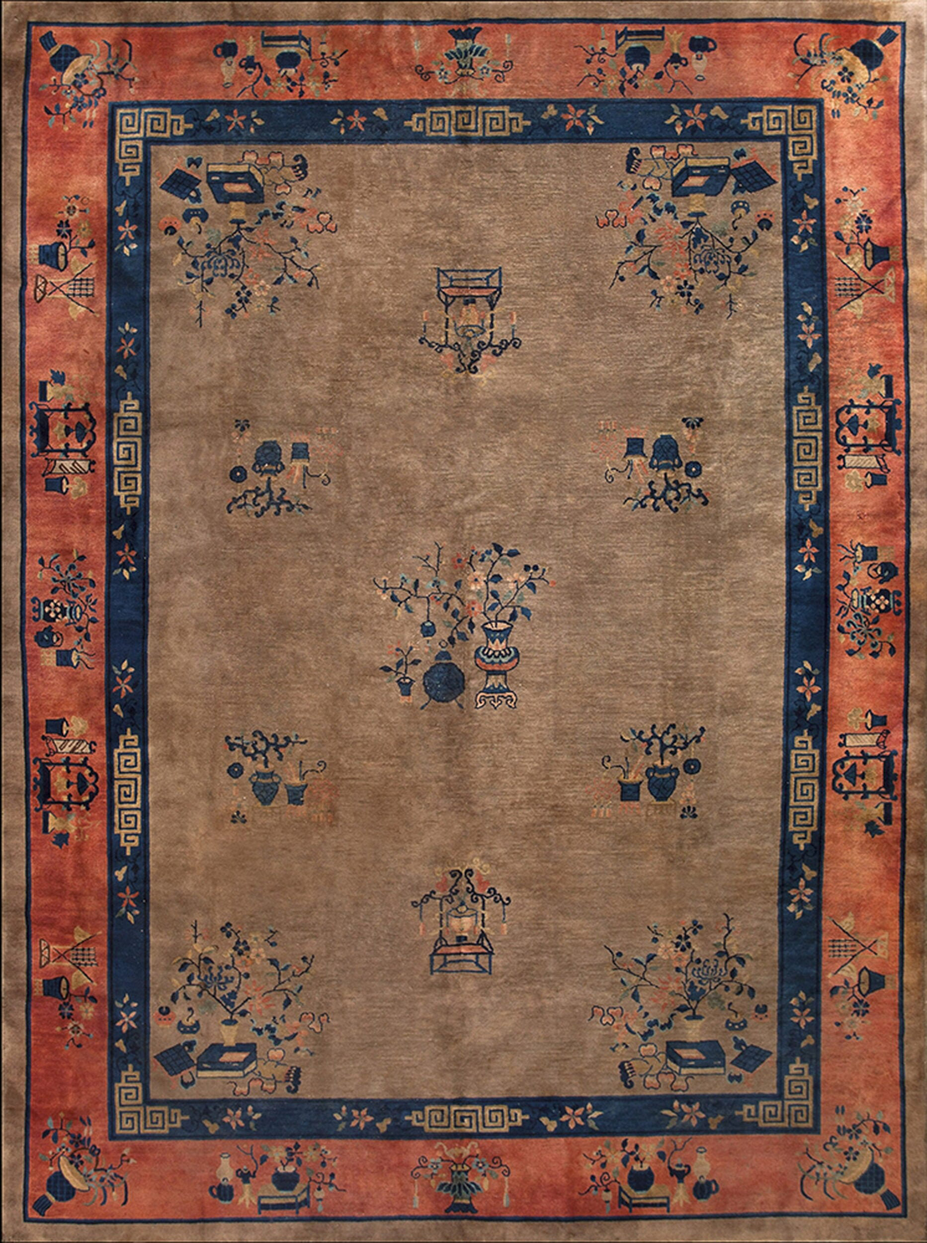 Peking Pattern Rugs On Net Antique Gray Color Floral Pattern Peking Chinese Room Size ...