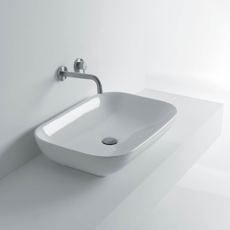WS Bath Collections Ciotola 18.1'' White Ceramic Rectangular Bathroom Sink