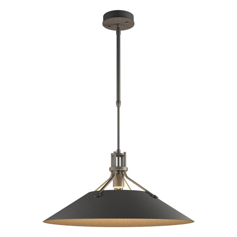Henry Outdoor Pendant with Metal Shade, 11.8" H x 23.2" W x 23.2" D, Natural Iron