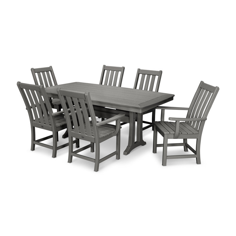 Vineyard 7-Piece Arm Chair Dining Set, Slate Gray