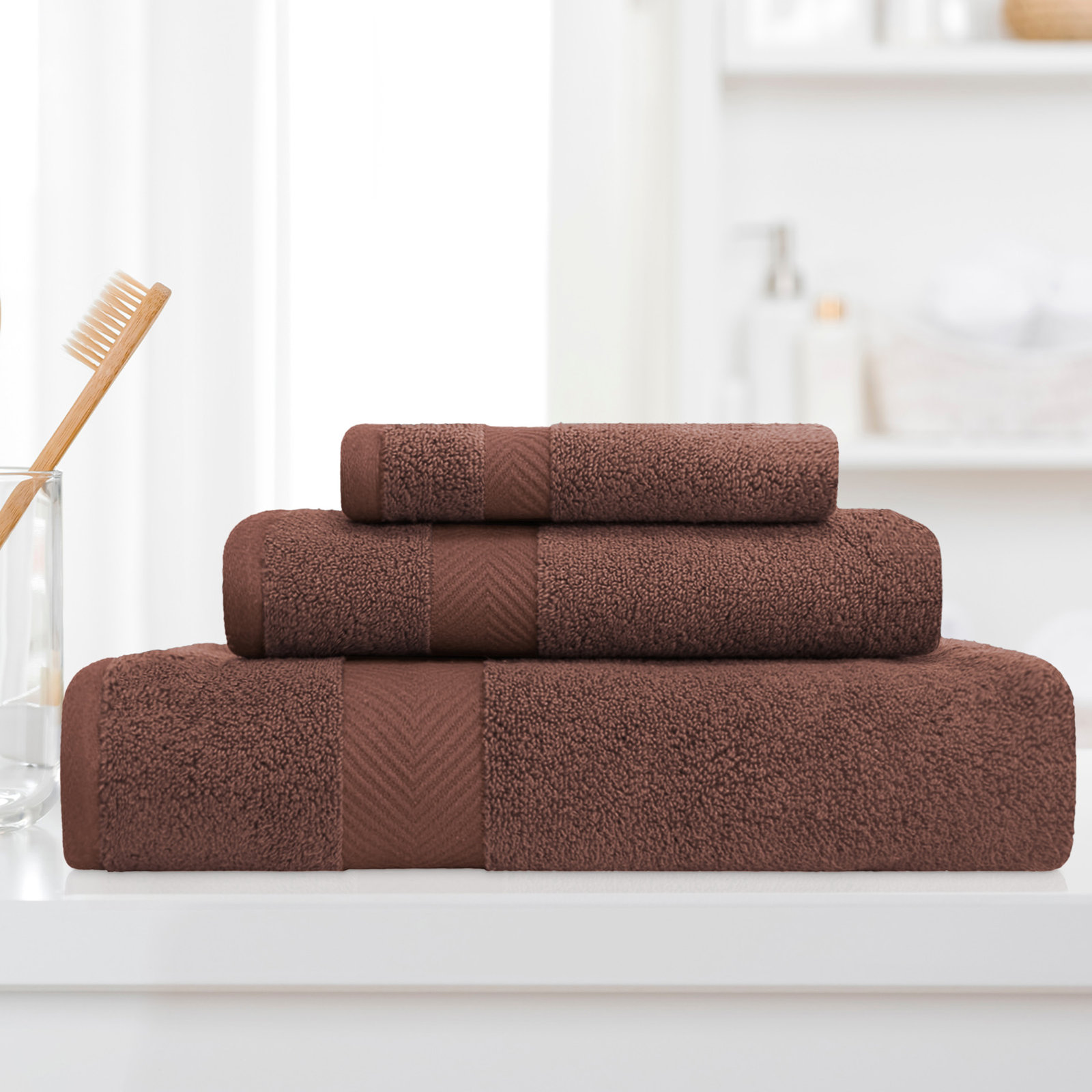 Hamachi 3-Piece Cotton Towel Set, Espresso