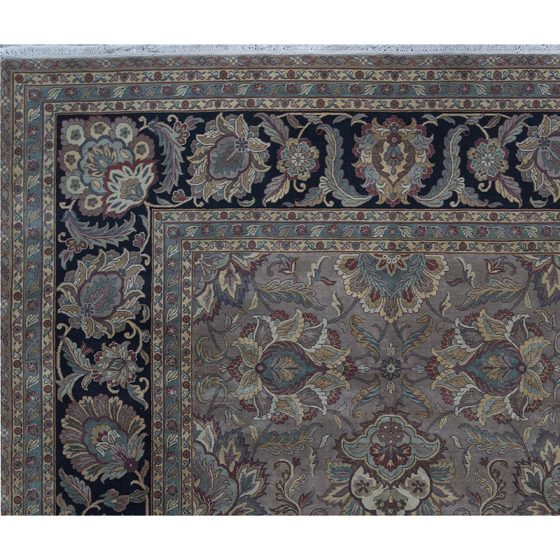 Tapis chameau et noir noué à la main de haute qualité