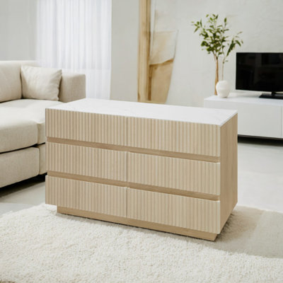 47" Wide High Gloss Surface Dresser With 6 Drawers