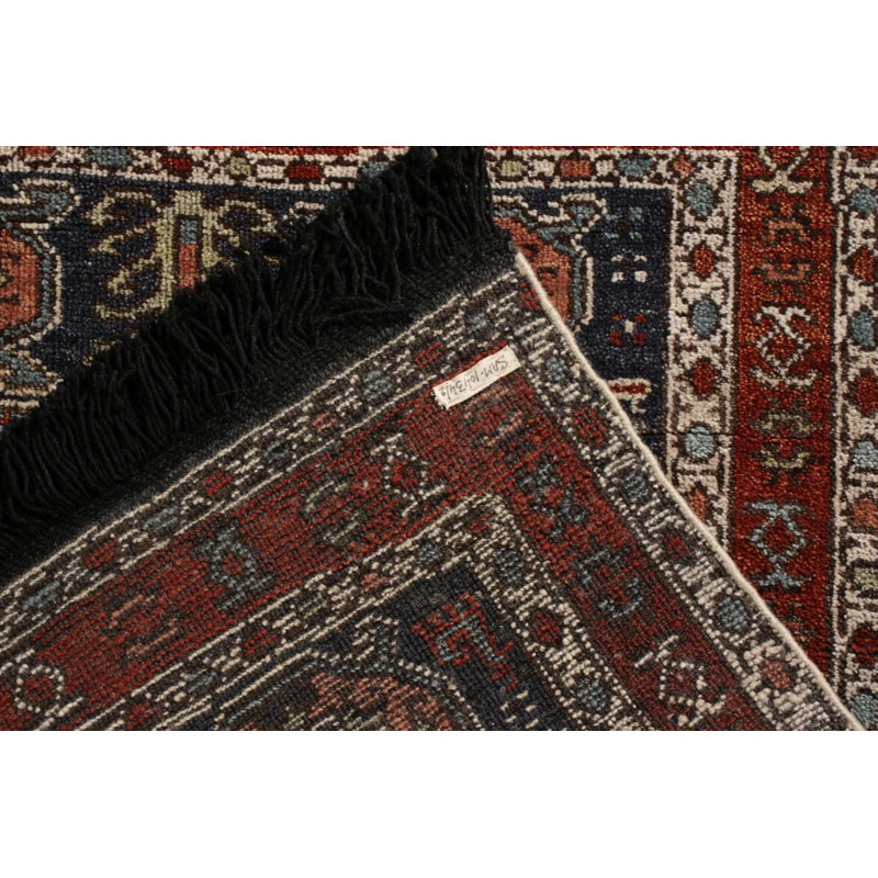 Rug & Kilim’S Tribal Square Rug In Red And Blue Geometric Pattern, Rectangle 4' x 5'