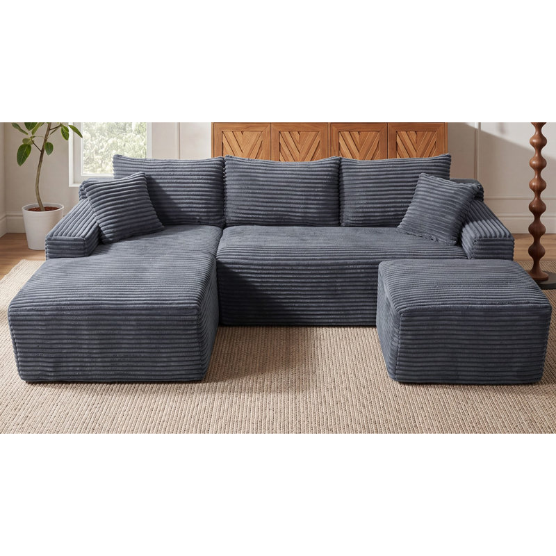 Canapé modulaire en forme de U 94,5 po avec assise profonde, aucun assemblage requis, canapé-lit modulaire pour salon