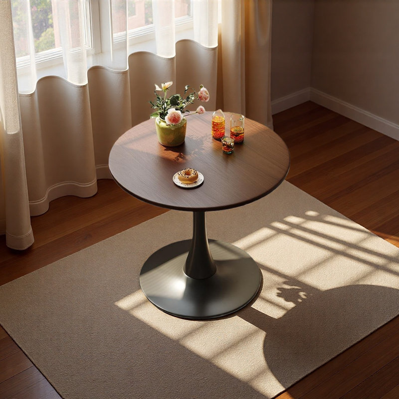 Table ronde, table de salle à manger moderne, table de salle à manger, plateau en panneau de fibres à densité moyenne et base tulipe en acier, table de cuisine, table basse de style Mid-Century pour le salon de 24 pouces