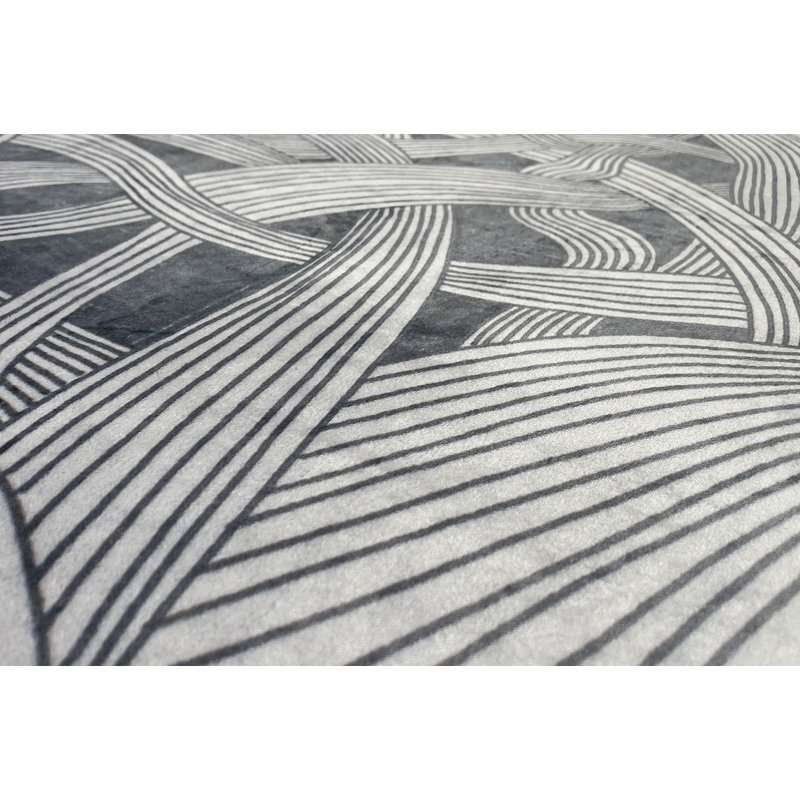 Tapis en polyester tissé à la machine en bouleau argenté, Rectangle 2 pi x 3 pi