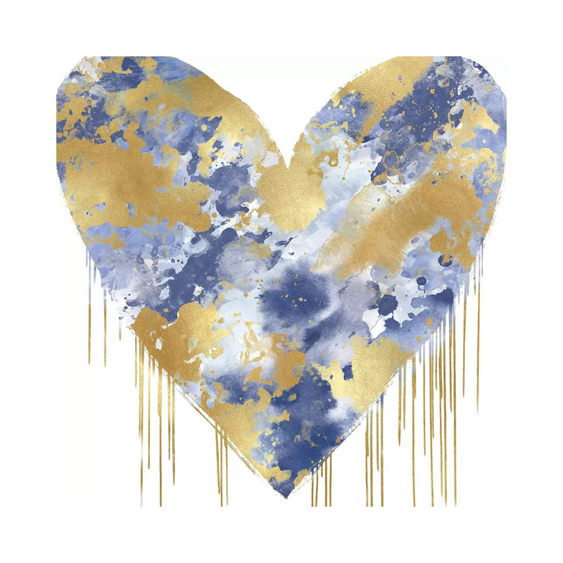 «Big Hearted Blue and Gold» par Lindsay Rodgers, reproduction d'art sur toile tendue, H 12 po x l 12 po x P 0,75 po