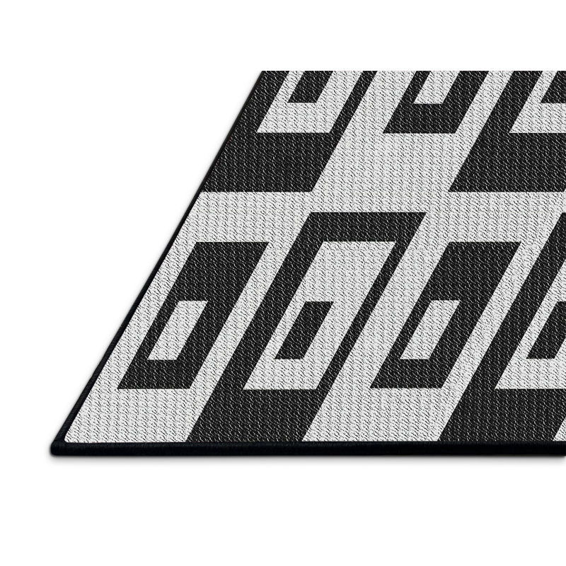 Tapis noir/blanc à motifs, Rectangle 2 pi x 3 pi