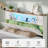 Farmhouse King Storage Bed Frame with Bookcase Headboard, LED Lights, Charging Station & 4 Drawers, Wood Platform Bed, White-413799467-417896241