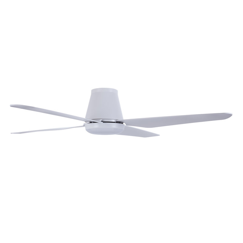 Aria Hugger 52in 4-Blades Indoor/Outdoor Ceiling Fan with Remote Control and Light, White