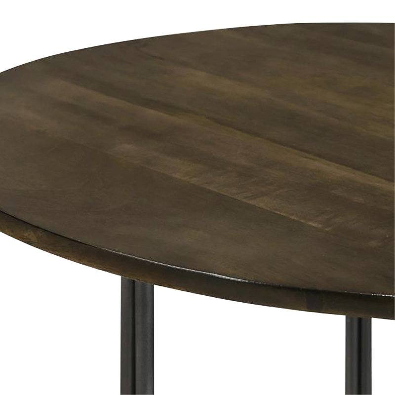 Table d'appoint spacieuse avec plateau en bois de manguier et base en fer industriel de 30 po de largeur