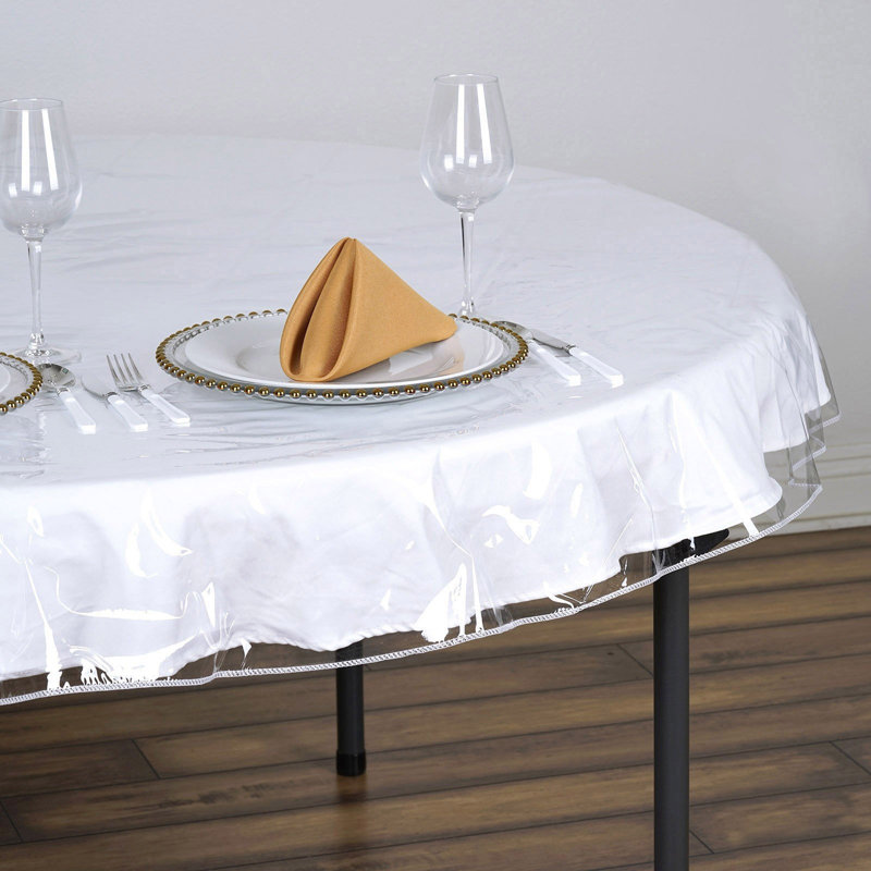 Sorfey Clear Plastic Tablecloth 70-Inch, 60" x 60"